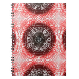 Caderno Espiral Círculos Concentrados - Impressão vermelho-vermelh