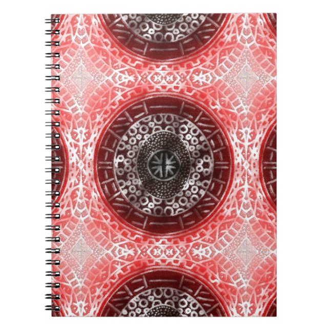 Caderno Espiral Círculos Concentrados - Impressão vermelho-vermelh (Frente)