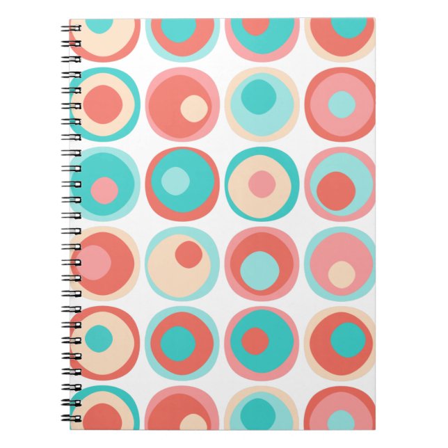 Caderno Espiral Círculos de Aqua Coral (Frente)