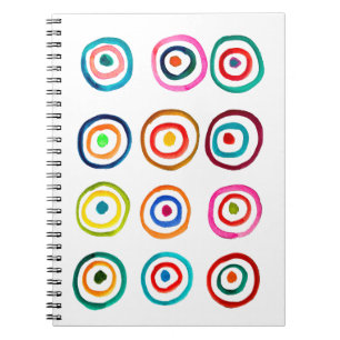 Caderno Espiral Círculos de arco-íris coloridos e bonitos