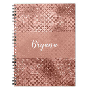 Caderno Espiral Círculos Dourados Rosa Brilhantes Luxo Faísca Meni