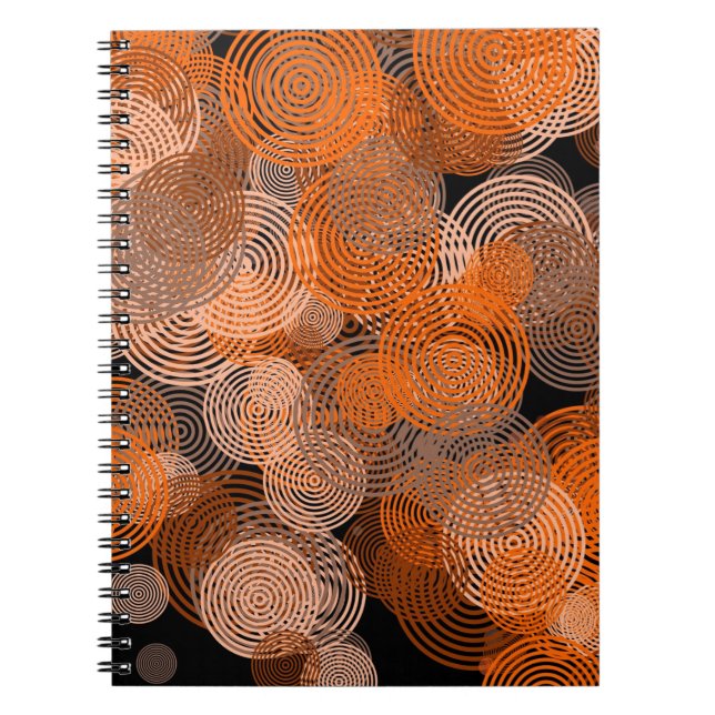 Caderno Espiral Círculos Geométricos De Cobre De Arte Fractal Roda (Frente)