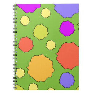 Caderno Espiral Círculos retrô funky coloridos