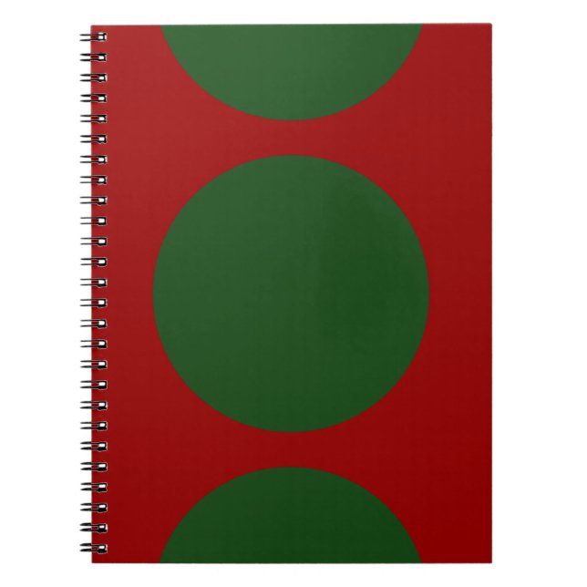 Caderno Espiral Círculos verdes negros no notebook vermelho (Frente)