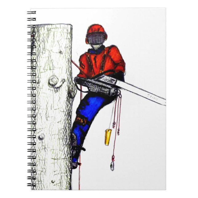 Caderno Espiral Cirurgião Árvore Arborista no trabalho presente Ch (Frente)