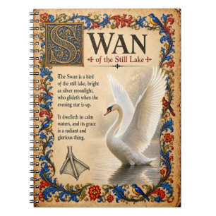 Caderno Espiral Cisne, Arte de Bestiário Medieval