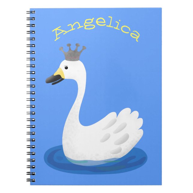 Caderno Espiral Cisne branco bonito com desenho animado (Frente)