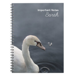 Caderno Espiral Cisne branco no notebook personalizado lago