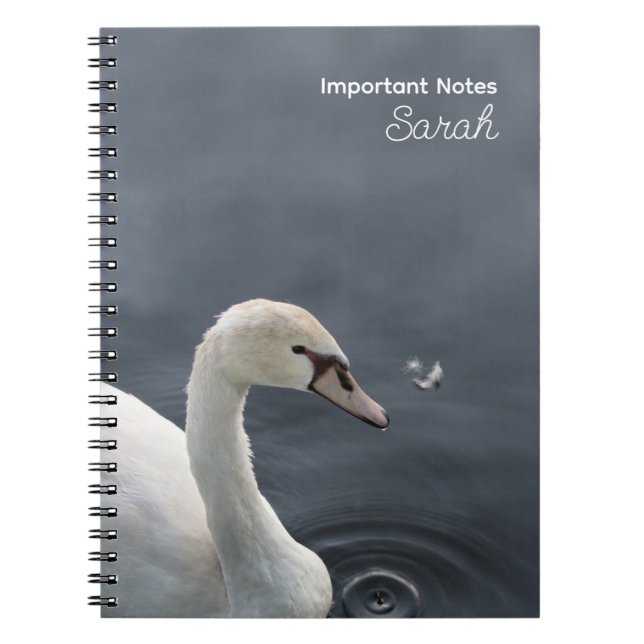 Caderno Espiral Cisne branco no notebook personalizado lago (Frente)