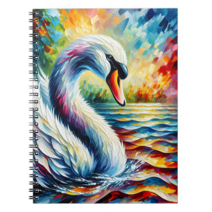 Caderno Espiral Cisne Radiante Graça – Arte Abstrata Colorida em Á
