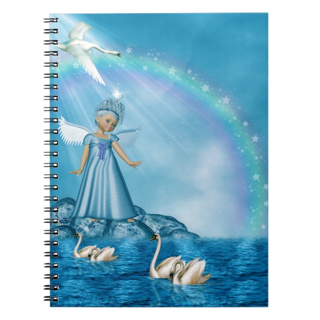 Caderno Espiral Cisnes Brancas E Anjo (Frente)