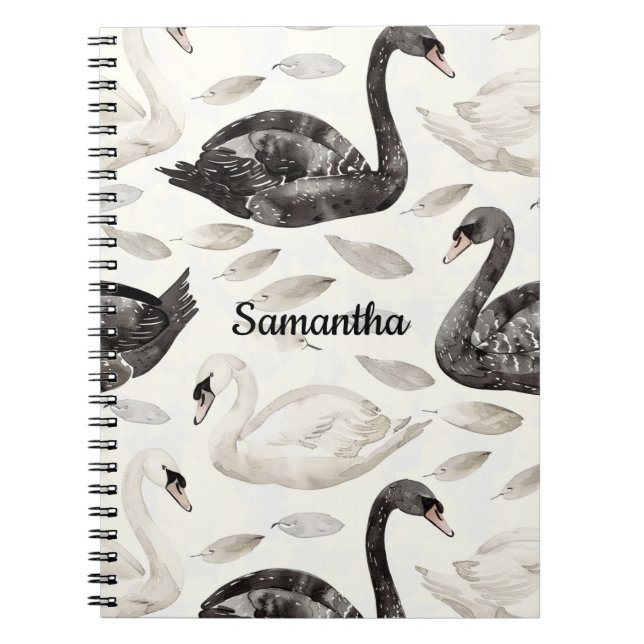 Caderno Espiral Cisnes brancas pretas (Frente)