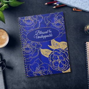 Caderno Espiral Citação Abençoada E Imparável No Floral Da Vintage
