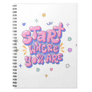 Caderno Espiral Citação Colorida com Letras em Balão