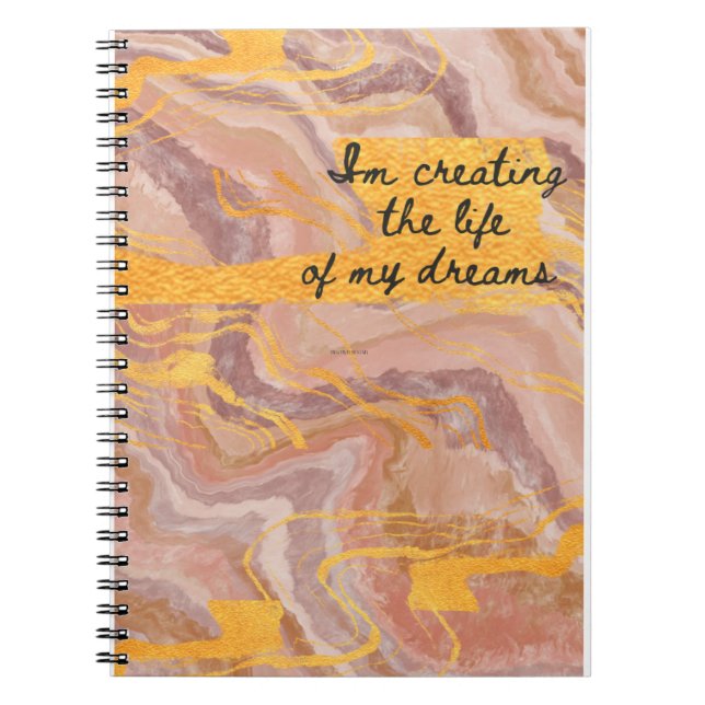 Caderno Espiral citação cor-de-rosa e ouro (Frente)