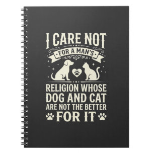 Caderno Espiral Citação da Religião de Cão e Gato