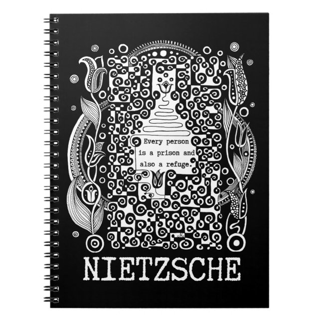 Caderno Espiral Citação das prisões e REFUGE de Nietzsche (Frente)