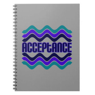 Caderno Espiral Citação de Aceitação no Gráfico Verde Roxo Az