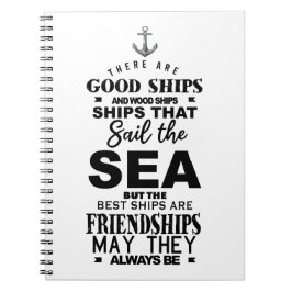 Caderno Espiral Citação de amizade bons navios melhor aniversário