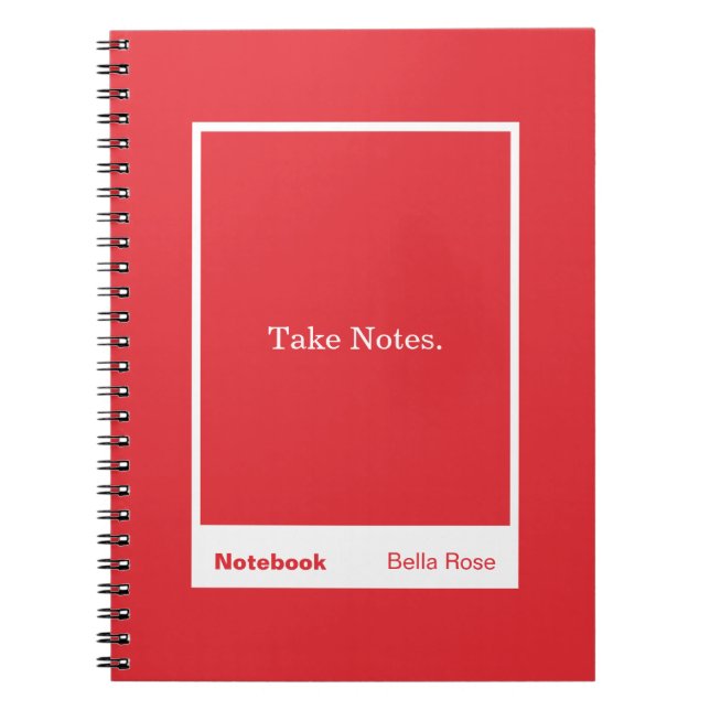 Caderno Espiral Citação de Bloco Vermelho Brilhante Clássico (Frente)