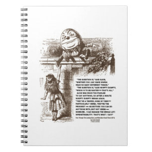 Caderno Espiral Citação de Conversação de Alice Humpty Dumpty