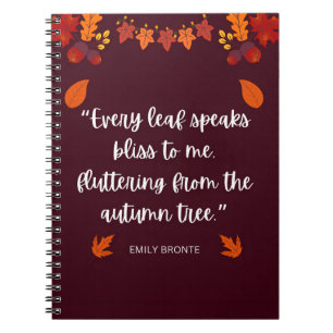 Caderno Espiral Citação de Emily Bronte Autumn