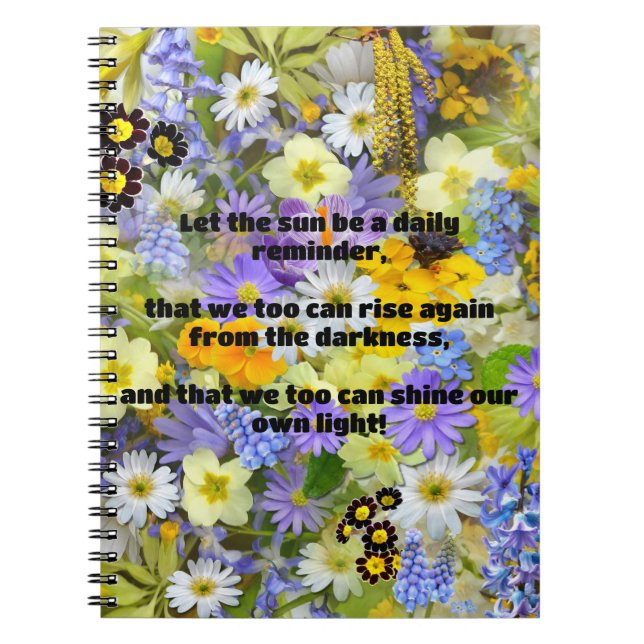 Caderno Espiral Citação de Encorajamento Positivo do Empath Shine (Frente)