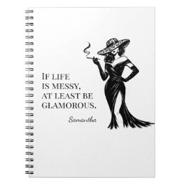 Caderno Espiral Citação de Estilo Glam Personalizado em Design