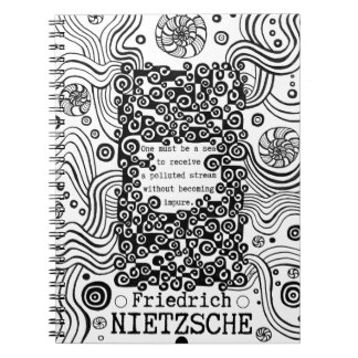 Caderno Espiral Citação de ilustração de tinta pURE do Nietzsche