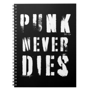 Caderno Espiral Citação de Música Punk Never Dies