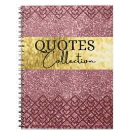 Caderno Espiral citação de notas da coleção de brilho rosa