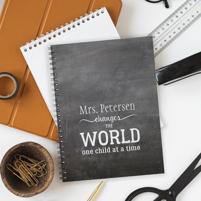 Caderno Espiral Citação de script branco do nome do professor de q (Criador carregado)