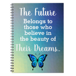 Caderno Espiral Citação de Sonhos Futuros com Borboleta