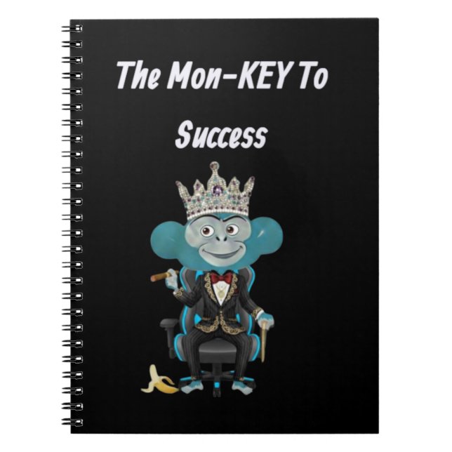 Caderno Espiral Citação de sucesso de macaco (Frente)