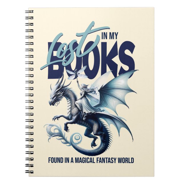 Caderno Espiral Citação do amante do livro Dragon e Fairy & Fantas (Frente)