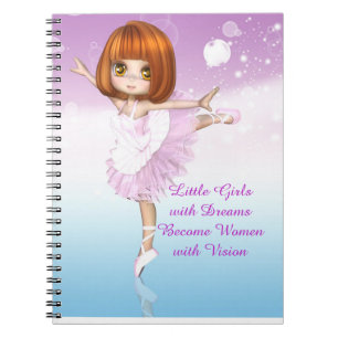 Caderno Espiral Citação do Sonho de Meninas Ballerina Inspiraciona