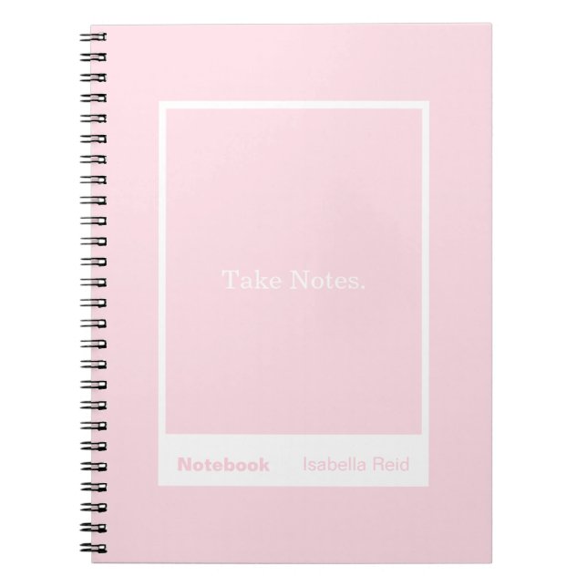 Caderno Espiral Citação em Bloco Rosa Pálido Clássico (Frente)