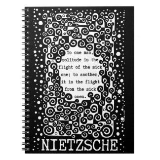 Caderno Espiral Citação em preto e branco SOLITUDE de Nietzsche