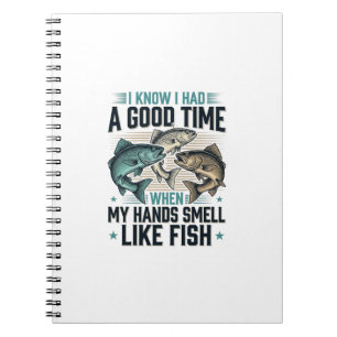 Caderno Espiral Citação Engraçada de Pesca Desenho Vetorial de Gra