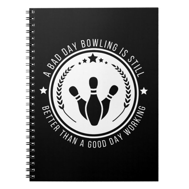 Caderno Espiral Citação engraçada de trabalho de boliche (Frente)