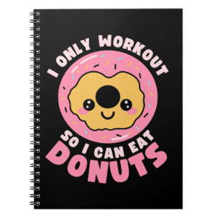 Caderno Espiral Citação Engraçada de Treino de Donuts Kawaii