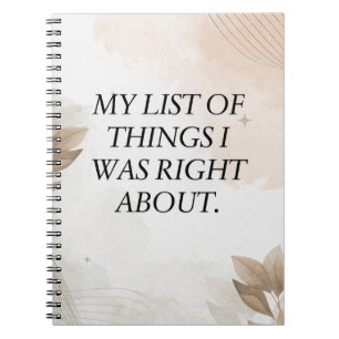 Caderno Espiral Citação engraçada, minha lista de coisas sobre as 