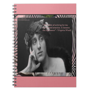 Caderno Espiral Citação Escrevendo de Virginia Woolf W/Zebra Strip