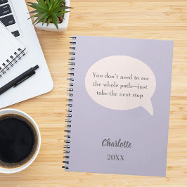 Caderno Espiral Citação inspiradora de objetivo marfim rosa lavand