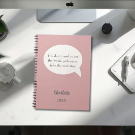 Caderno Espiral Citação inspiradora de objetivo rosa marfim empoei