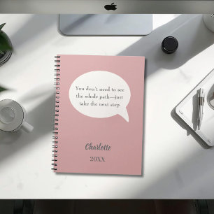 Caderno Espiral Citação inspiradora de objetivo rosa marfim empoei