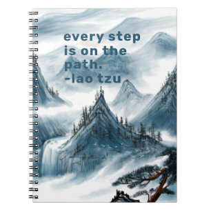 Caderno Espiral Citação Inspiradora de Pintura de Montanha Artísti
