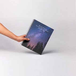 Caderno Espiral Citação Inspiradora do Céu Noturno