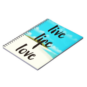 Caderno Espiral Citação inspiradora Live Life Love