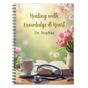 Caderno Espiral Citação Médica Personalizada com Nome Personalizad